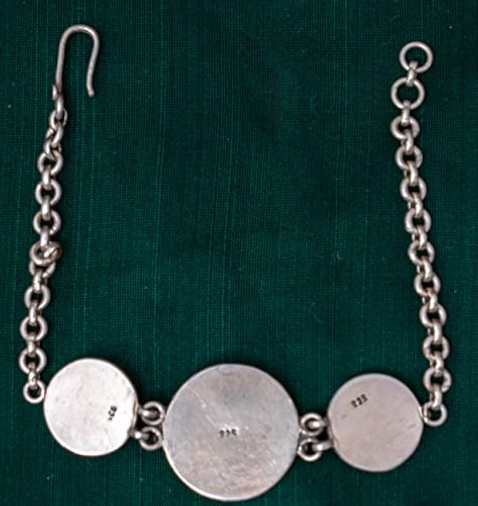 Women's 925 Sterling Silver Chain Bangle Bracelet, Adya Tri Motif